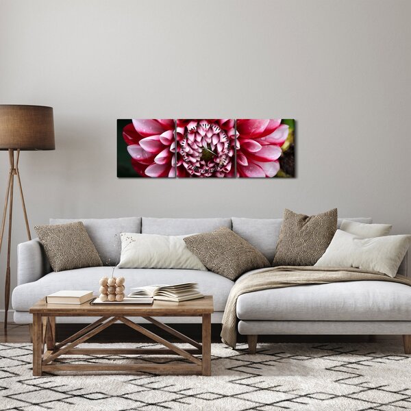 Tablou cu dalie roz (cu ceas) (90x30 cm)