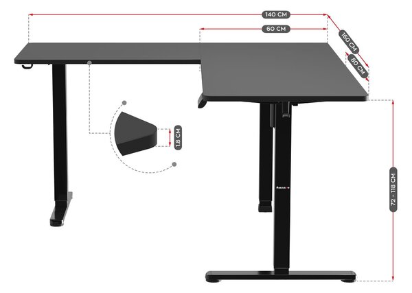 Masă PC de colț Hyperion 9.5 (negru). 1087530