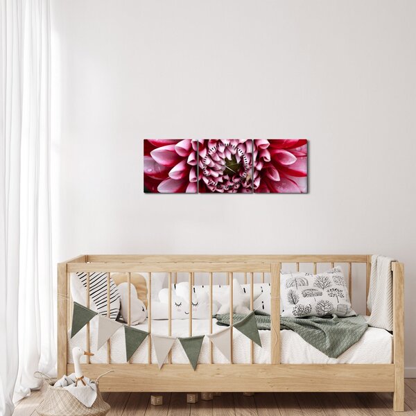 Tablou cu dalie roz (cu ceas) (90x30 cm)